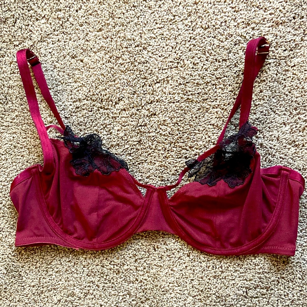 Adore Me Burgundy Lace Demi Bra